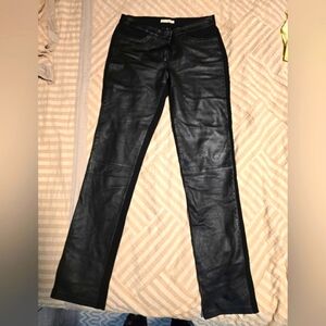 My trybe Black front leather and jersey back combo Pants.